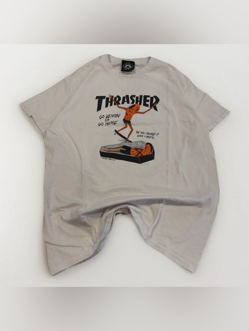 Thrasher Coffin by Neckface T-Shirt Size Medium White Tee Skateboard